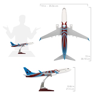 ZekUpp - Maket Uçak - Boeing 737-800 1/100 - BORDO MAVİ TARAFTAR Özel Tasarım Model Uçak