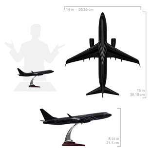 Zekupp - Maket Uçak - Boeing 737-800 1/100 - SİYAH ÖZEL TASARIM Model Uçak