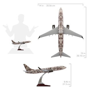 Zekupp - Maket Uçak - Boeing 737-800 1/100 - ASKERİ KAMUFLAJ ÖZEL TASARIM Model Uçak