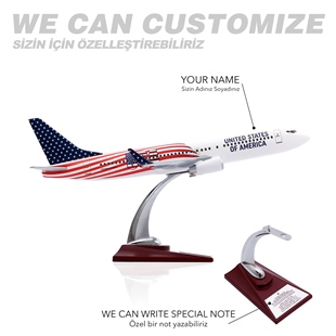 Zekupp - Maket Uçak - Boeing 737-800 1/100 - ABD ÖZEL TASARIM Model Uçak