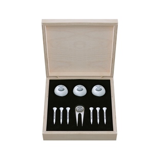 Zekupp Profesyonel 3 Golf Topu 6 Tee ve Marker Ahşap Kutulu Set