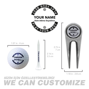 Zekupp Profesyonel 3 Golf Topu 6 Tee ve Marker Ahşap Kutulu Set
