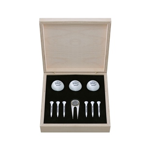 Zekupp Profesyonel 3 Golf Topu 6 Tee ve Marker Ahşap Kutulu Set