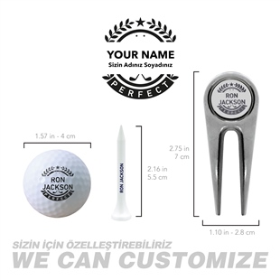 Zekupp Profesyonel 3 Golf Topu 6 Tee ve Marker Ahşap Kutulu Set