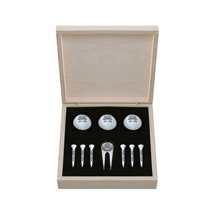 Zekupp Profesyonel 3 Golf Topu 6 Tee ve Marker Ahşap Kutulu Set