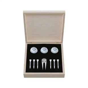 Zekupp Profesyonel 3 Golf Topu 6 Tee ve Marker Ahşap Kutulu Set