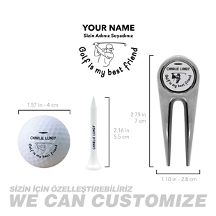 Zekupp Profesyonel 3 Golf Topu 6 Tee ve Marker Ahşap Kutulu Set