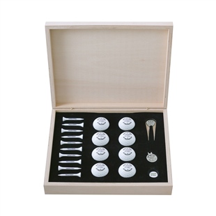 Zekupp Profesyonel 8 Golf Topu 10 Tee İşaretleyici ve Şapka Klipsli Ahşap Kutu Golf Seti