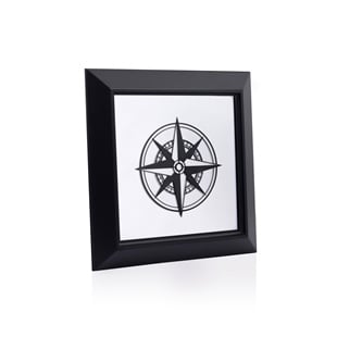 Zekupp Pusula Temalı Ahşap Tablo, Duvar Dekorasyonu El Yapımı Tablo Hediyesi, Siyah Renkte Ahşap Çerçeve Ev Hediyesi, 3 Boyutlu Tablo