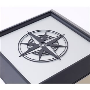 Zekupp Pusula Temalı Ahşap Tablo, Duvar Dekorasyonu El Yapımı Tablo Hediyesi, Siyah Renkte Ahşap Çerçeve Ev Hediyesi, 3 Boyutlu Tablo