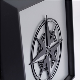 Zekupp Pusula Temalı Ahşap Tablo, Duvar Dekorasyonu El Yapımı Tablo Hediyesi, Siyah Renkte Ahşap Çerçeve Ev Hediyesi, 3 Boyutlu Tablo