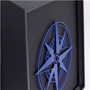 Zekupp Pusula Temalı Ahşap Tablo, Duvar Dekorasyonu El Yapımı Tablo Hediyesi, Mavi Renkte Ahşap Çerçeve Ev Hediyesi, 3 Boyutlu Tablo