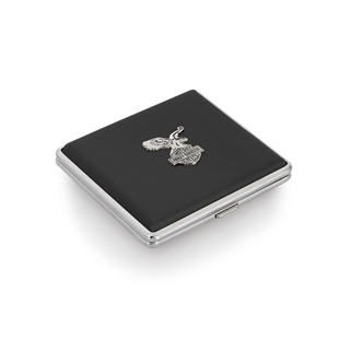 Zekupp Siyah Deri Harley-Davidson Kartal Metal Sigara Tabakası