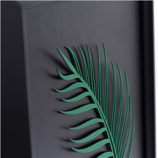 Zekupp Yaprak Temalı Ahşap Tablo, Duvar Dekorasyonu El Yapımı Tablo Hediyesi, Yeşil Renkte Ahşap Çerçeve Ev Hediyesi, 3 Boyutlu Tablo