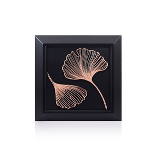 Zekupp Yaprak Temalı Ahşap Tablo, Duvar Dekorasyonu El Yapımı Tablo Hediyesi, Bakır Renkte Ahşap Çerçeve Ev Hediyesi, 3 Boyutlu Tablo