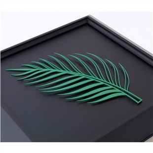 Zekupp Yaprak Temalı Ahşap Tablo, Duvar Dekorasyonu El Yapımı Tablo Hediyesi, Yeşil Renkte Ahşap Çerçeve Ev Hediyesi, 3 Boyutlu Tablo