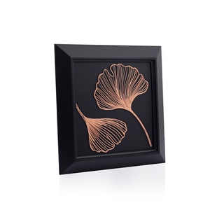 Zekupp Yaprak Temalı Ahşap Tablo, Duvar Dekorasyonu El Yapımı Tablo Hediyesi, Bakır Renkte Ahşap Çerçeve Ev Hediyesi, 3 Boyutlu Tablo