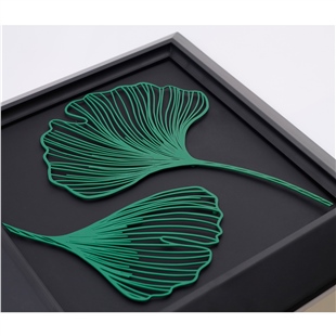 Zekupp Yaprak Temalı Ahşap Tablo, Duvar Dekorasyonu El Yapımı Tablo Hediyesi, Yeşil Renkte Ahşap Çerçeve Ev Hediyesi, 3 Boyutlu Tablo