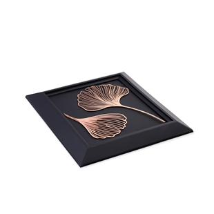 Zekupp Yaprak Temalı Ahşap Tablo, Duvar Dekorasyonu El Yapımı Tablo Hediyesi, Bakır Renkte Ahşap Çerçeve Ev Hediyesi, 3 Boyutlu Tablo