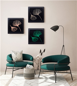 Zekupp Yaprak Temalı Ahşap Tablo, Duvar Dekorasyonu El Yapımı Tablo Hediyesi, Yeşil Renkte Ahşap Çerçeve Ev Hediyesi, 3 Boyutlu Tablo