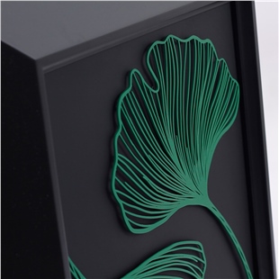 Zekupp Yaprak Temalı Ahşap Tablo, Duvar Dekorasyonu El Yapımı Tablo Hediyesi, Yeşil Renkte Ahşap Çerçeve Ev Hediyesi, 3 Boyutlu Tablo