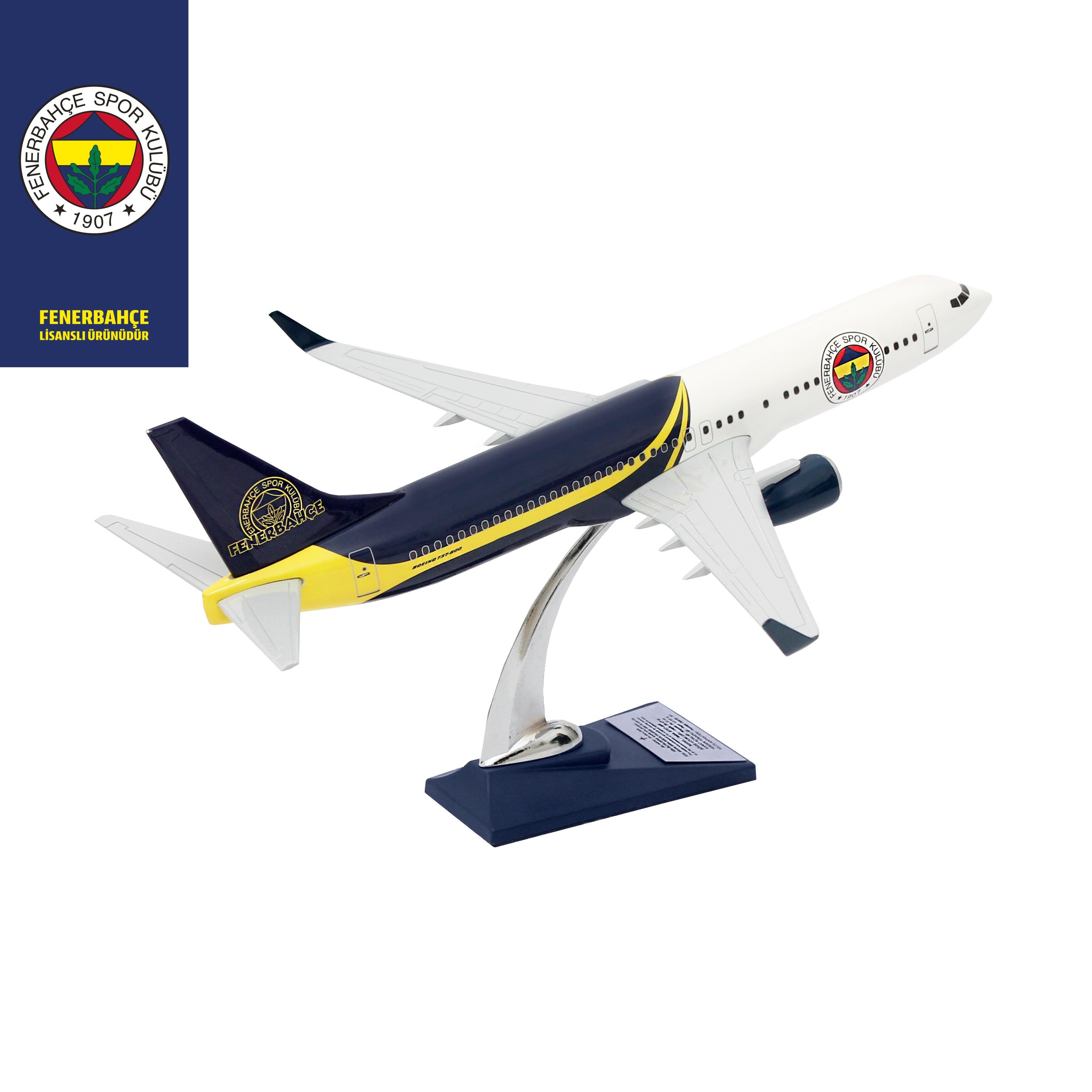 UCK0189Zekupp Boeing 737-800 1/100 Ölçek Fenerbahçe Lisanslı Tasarım Maket Uçak