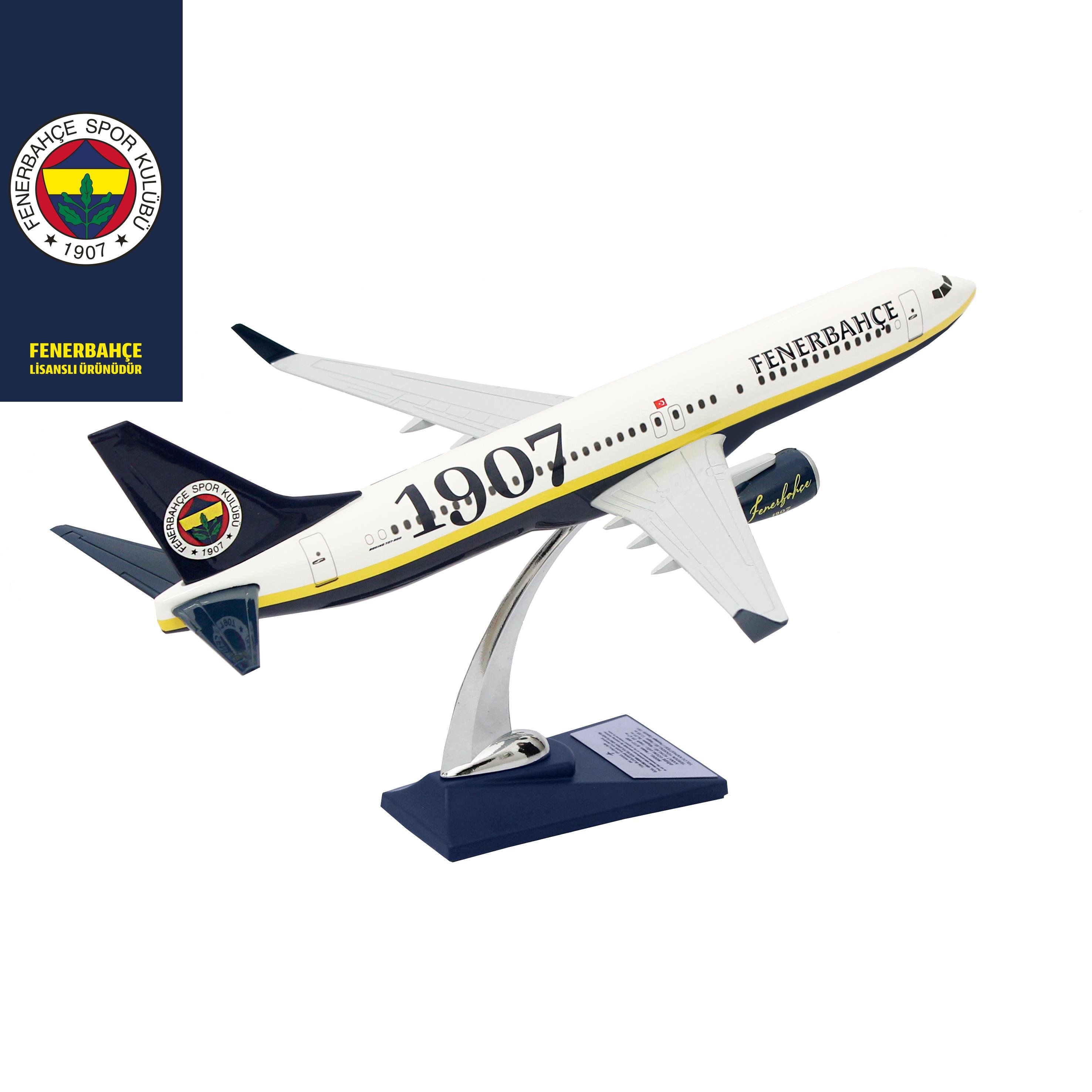 UCK0193Zekupp Boeing 737-800 1/100 Ölçek Fenerbahçe Lisanslı Klasik Tasarım Maket Uçak