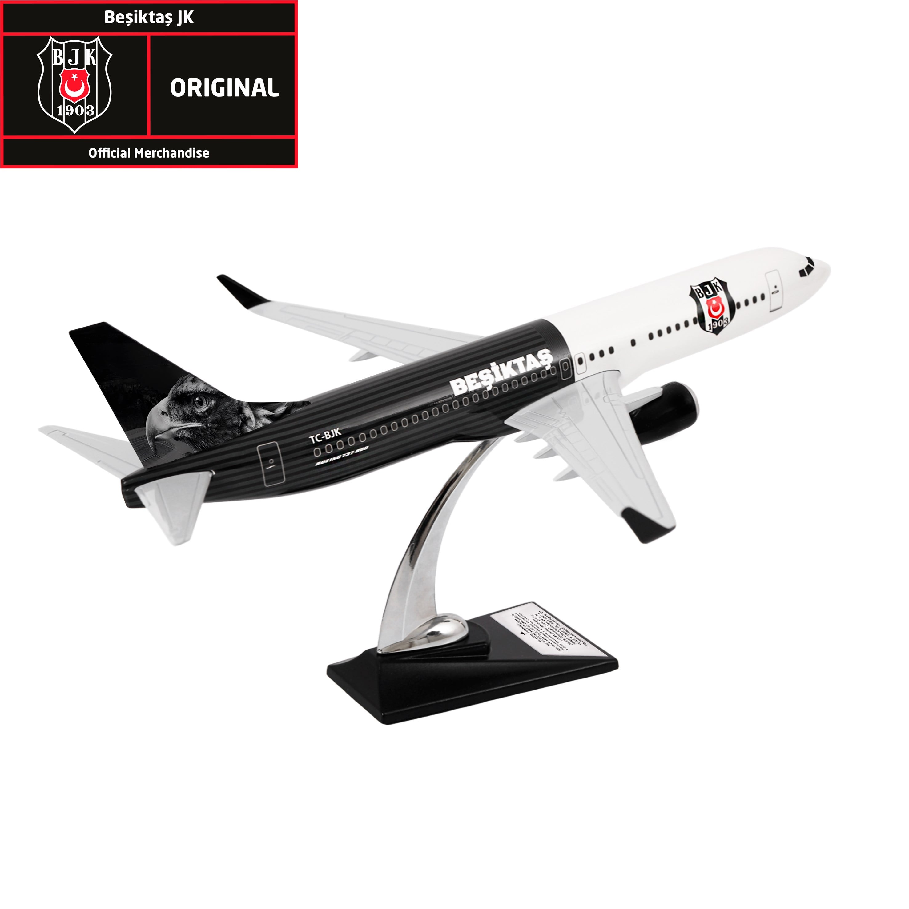 UCK0225Zekupp Boeing 737-800 1/100 Ölçek Beşiktaş Lisanslı Çizgili Tasarım  Maket Uçak