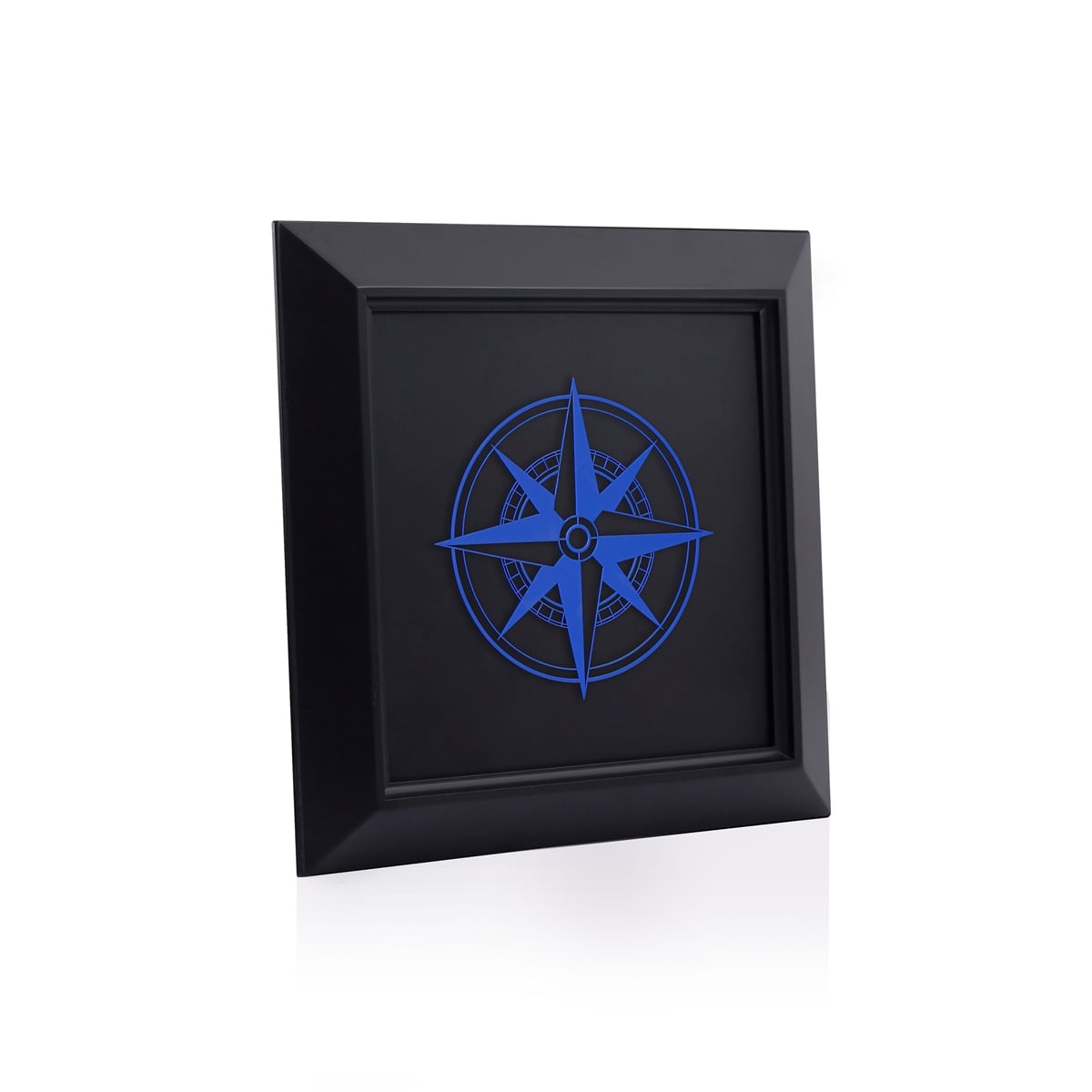 Zekupp Pusula Temalı Ahşap Tablo, Duvar Dekorasyonu El Yapımı Tablo Hediyesi, Mavi Renkte Ahşap Çerçeve Ev Hediyesi, 3 Boyutlu Tablo