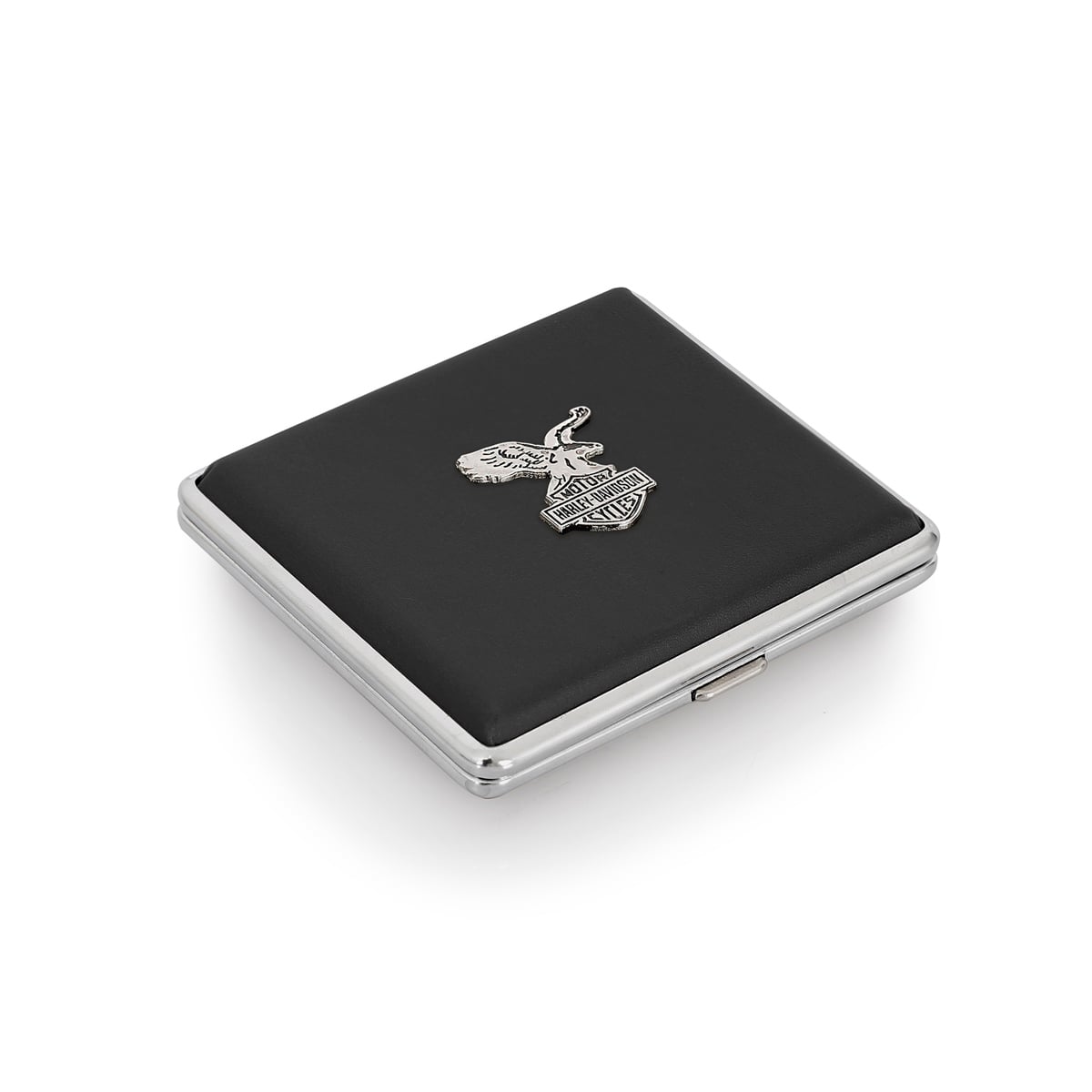 Zekupp Siyah Deri Harley-Davidson Kartal Metal Sigara Tabakası