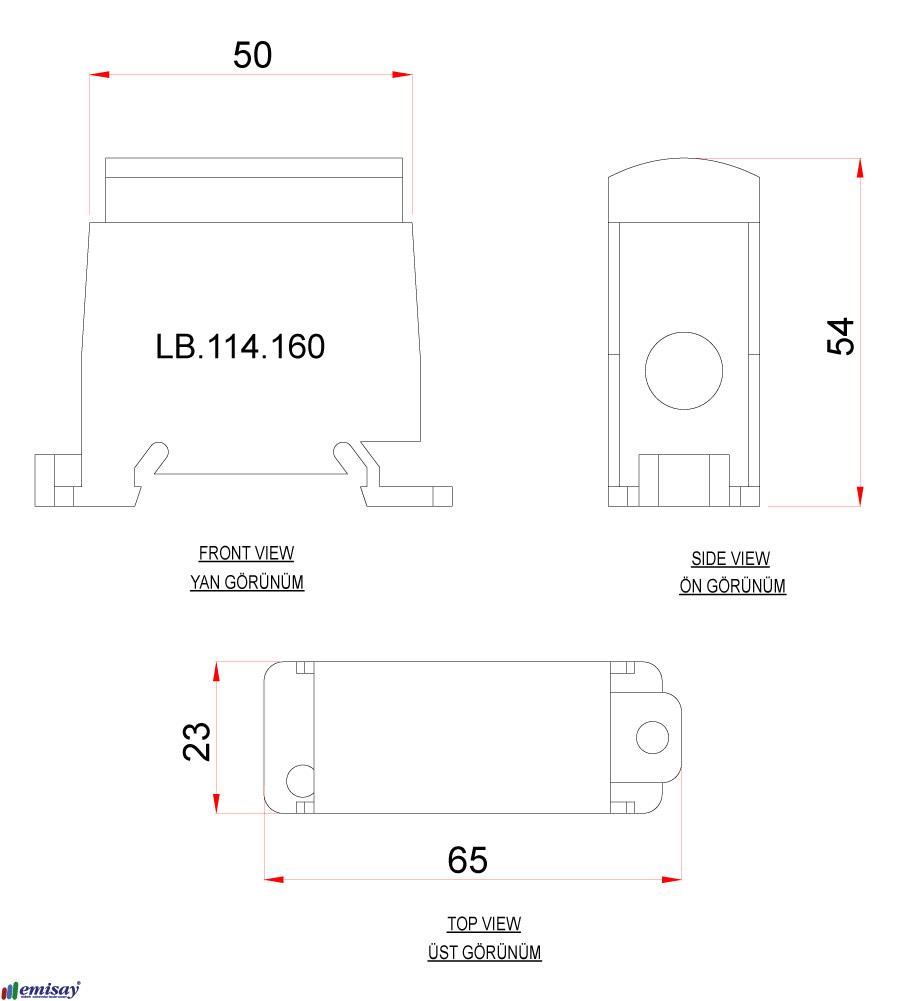 1 KUTUP - 5 DELIKLI - 160A  DAGITICI( 1x50mm² + 4X16mm² )