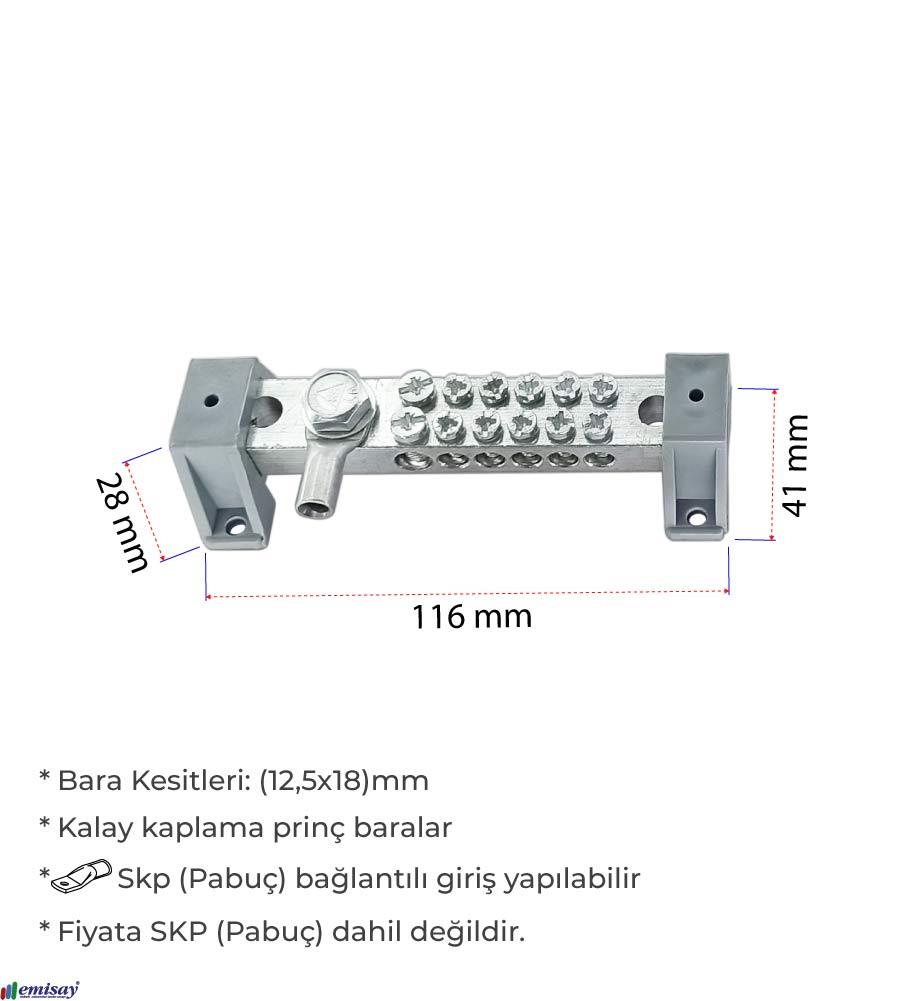 12 DELIKLI - (1X95 SKP - 2X25mm² + 10X16mm²) NÖTR BARASI 250A