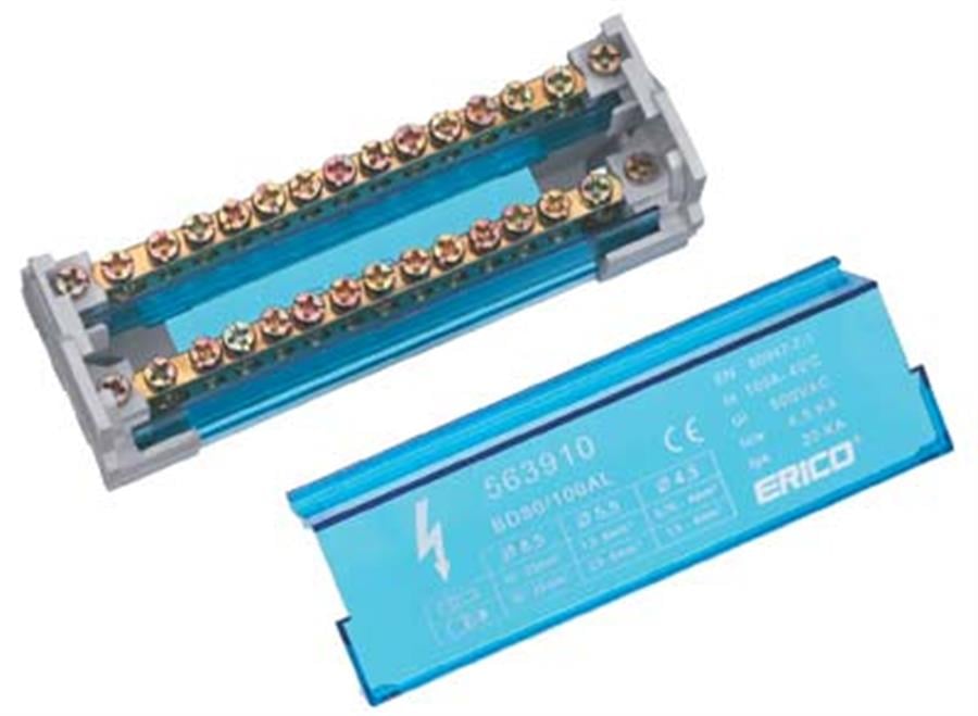 2 KUTUP - 15 DELIKLI - 100A DAGITICI  (2x25mm² + 7x6mm² + 6x4mm²)