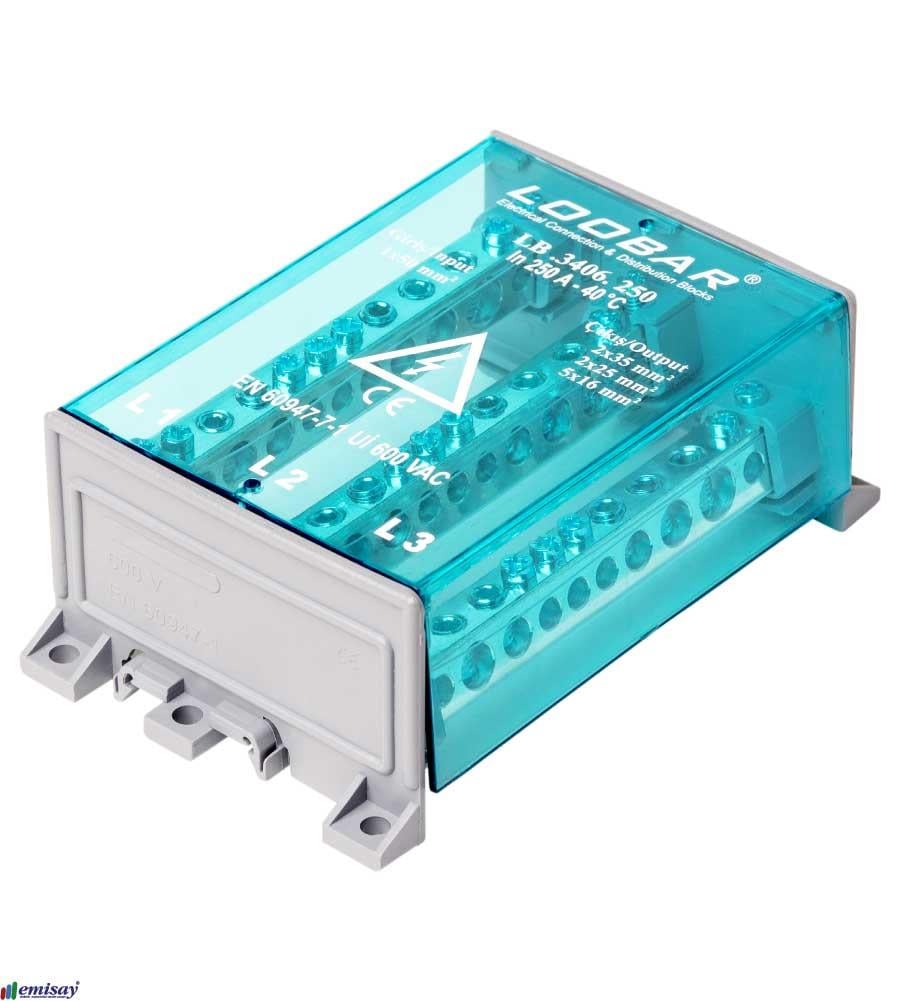 3 KUTUP - 10 DELIKLI - 250A DAGITICI  (1x50mm² + 2x35mm² + 2x25mm² + 5x16mm² )