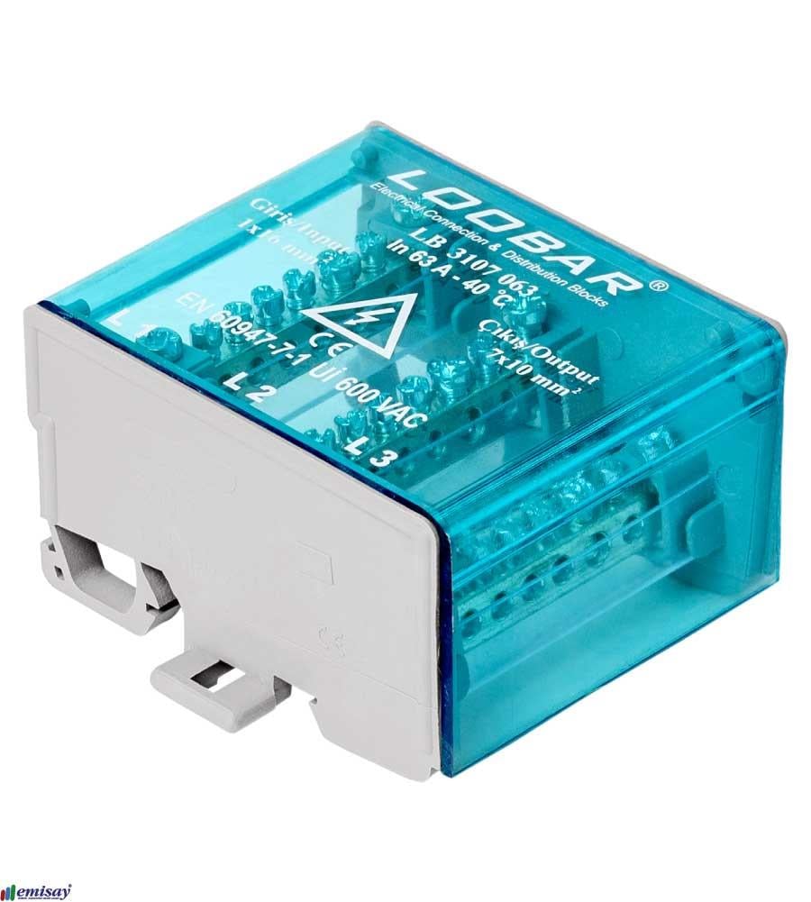 3 KUTUP - 8 DELİKLİ - 63A DAĞITICI ( 1x10mm² + 7x6mm²)