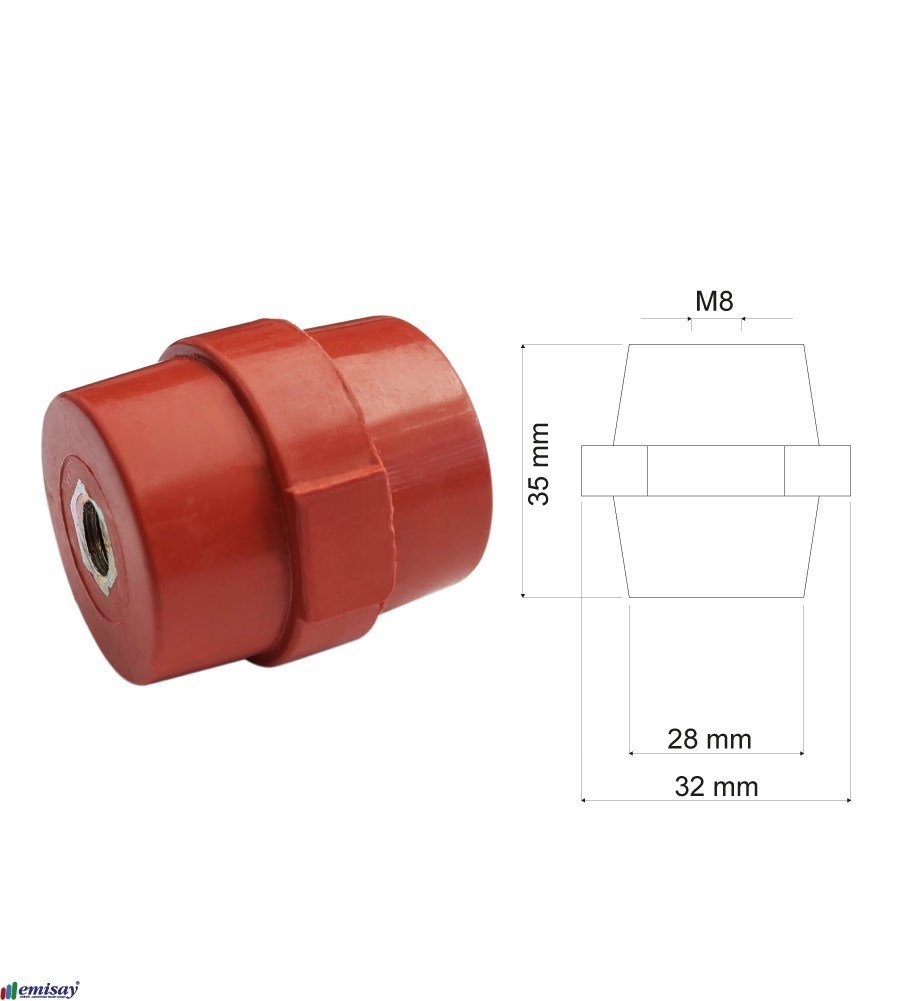 (35x32)mm M8 FIÇI 2S IZOLATÖR