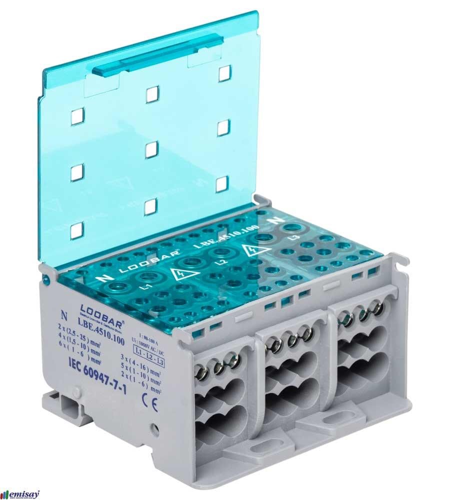 4 KUTUP - 10 DELIKLI - 100A KOMPAKT DAGITICI ( 3x16mm² + 5x10mm² + 2x6mm² + NÖTR)