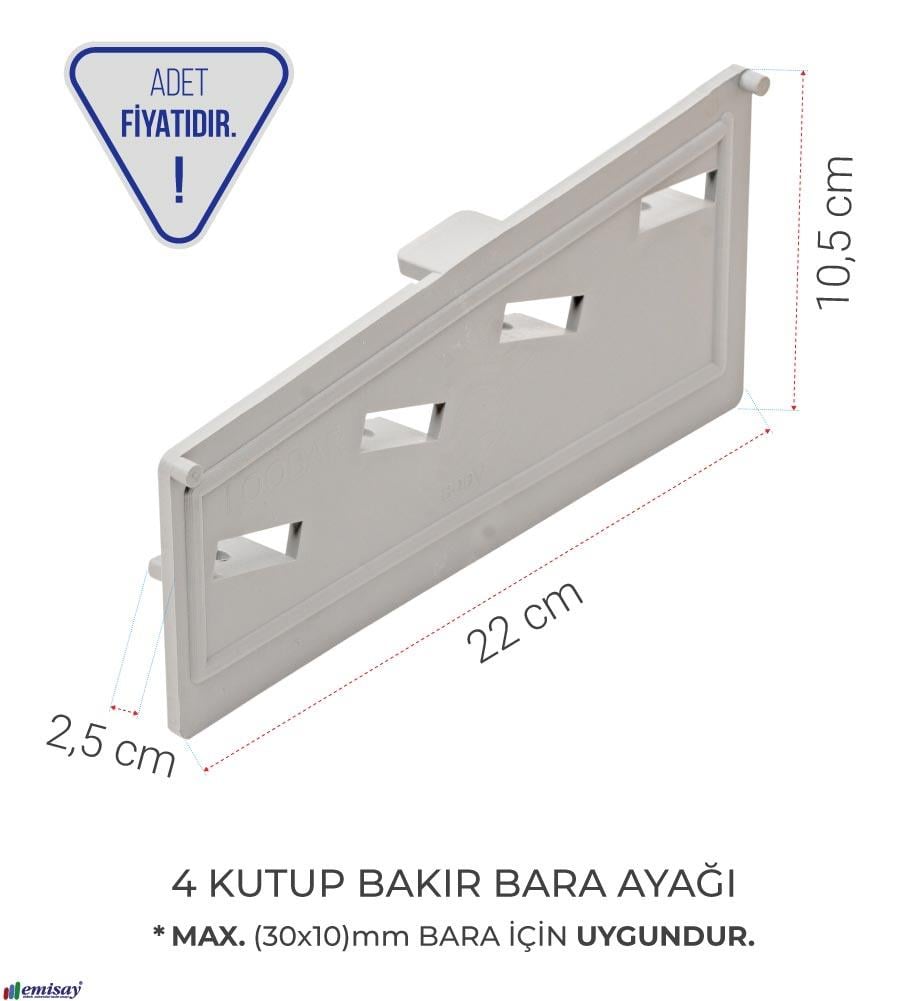 4 KUTUP BAKIR BARA AYAGI, MAX. (30x10)mm BAKIR IÇIN