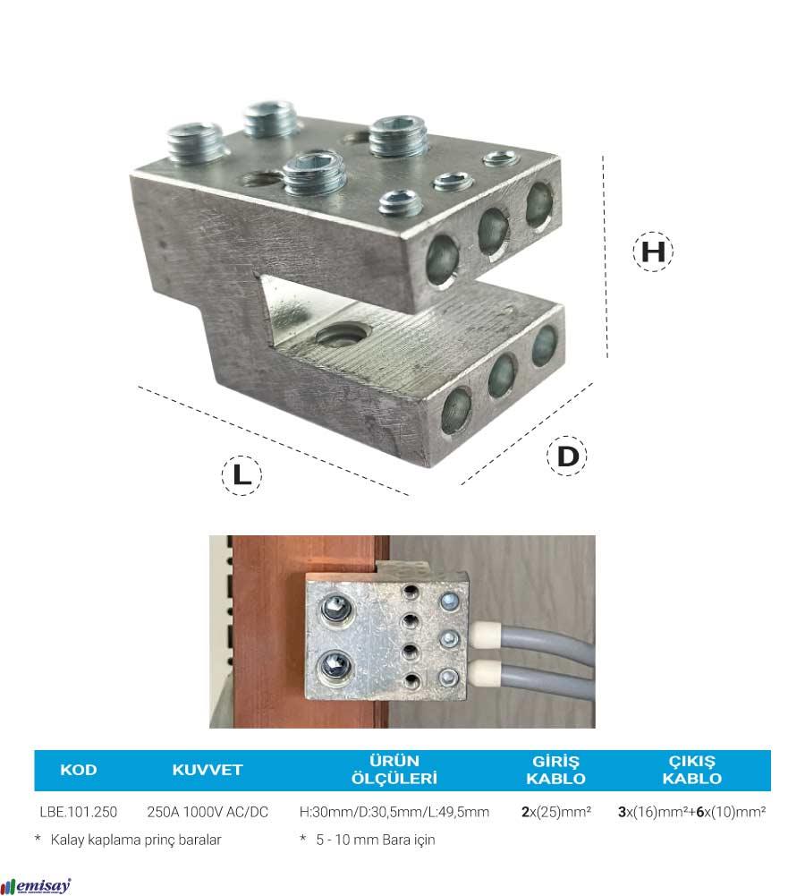 5-10mm BARALAR ICIN 250A BLOK KLEMENS