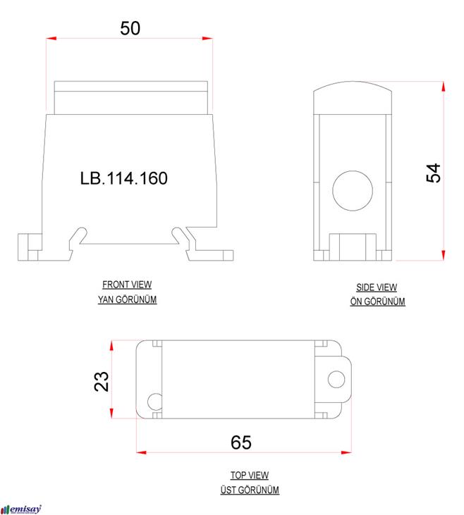 1 KUTUP - 5 DELIKLI - 160A  DAGITICI( 1x50mm² + 4X16mm² )