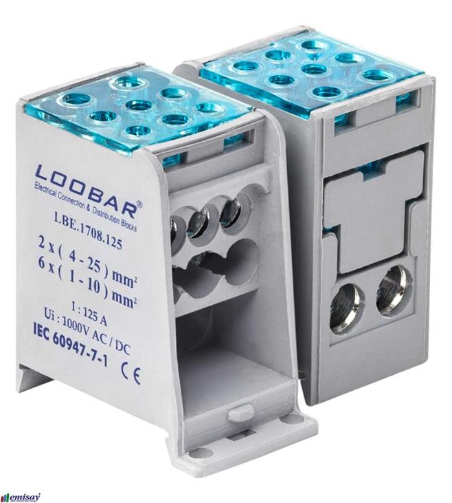 1KUTUP - 8 DELIKLI - 125A MINI DAGITICI  ( 2x25mm²  + 6x10mm²)