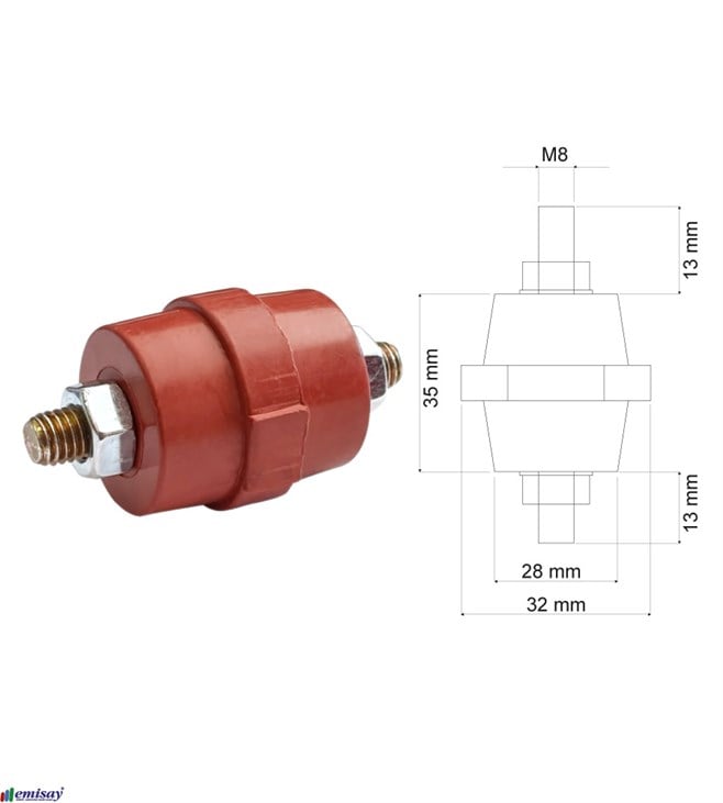 (35x32)mm M8 FIÇI 2C IZOLATÖR