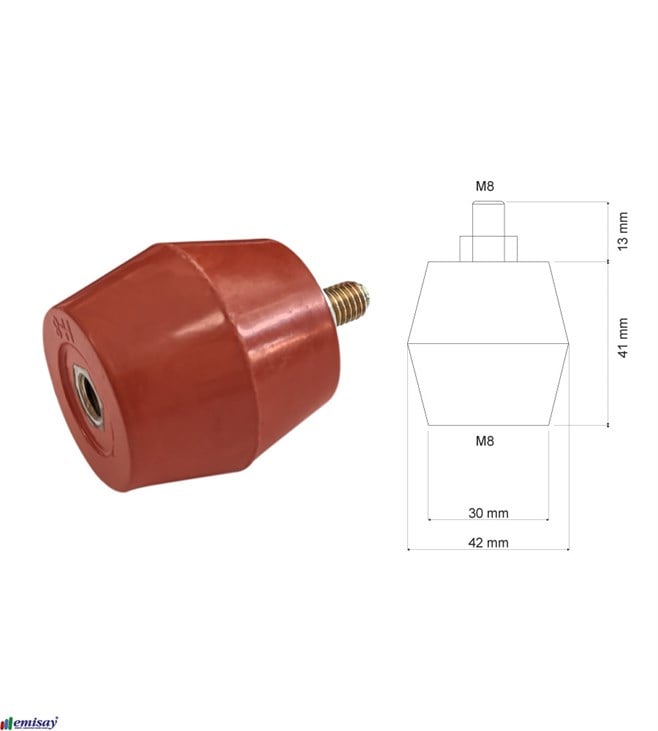 (40x40)mm  M8 FIÇI 1C+1S IZOLATÖR