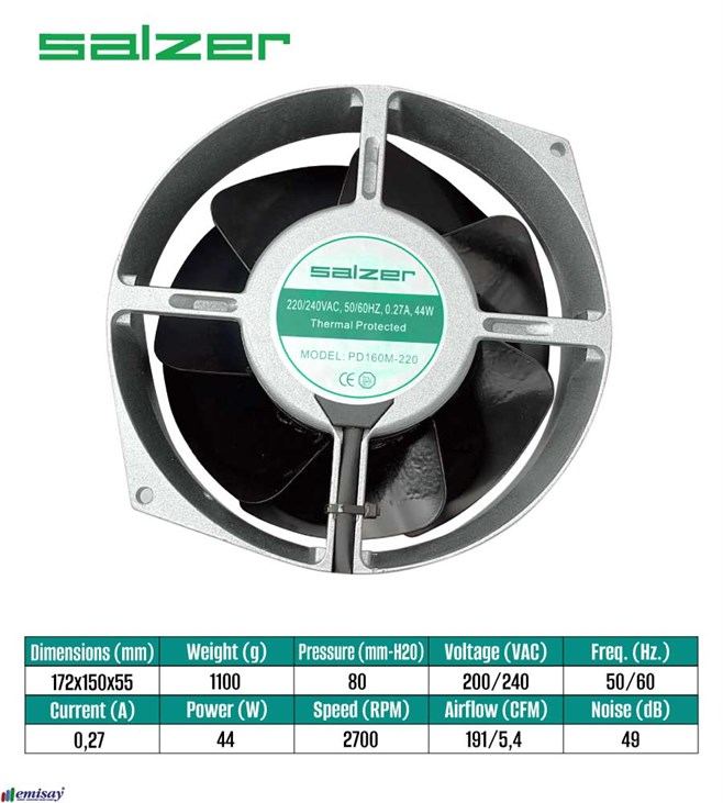 SALZER (172x150X55) FAN METAL KANATLI 220V