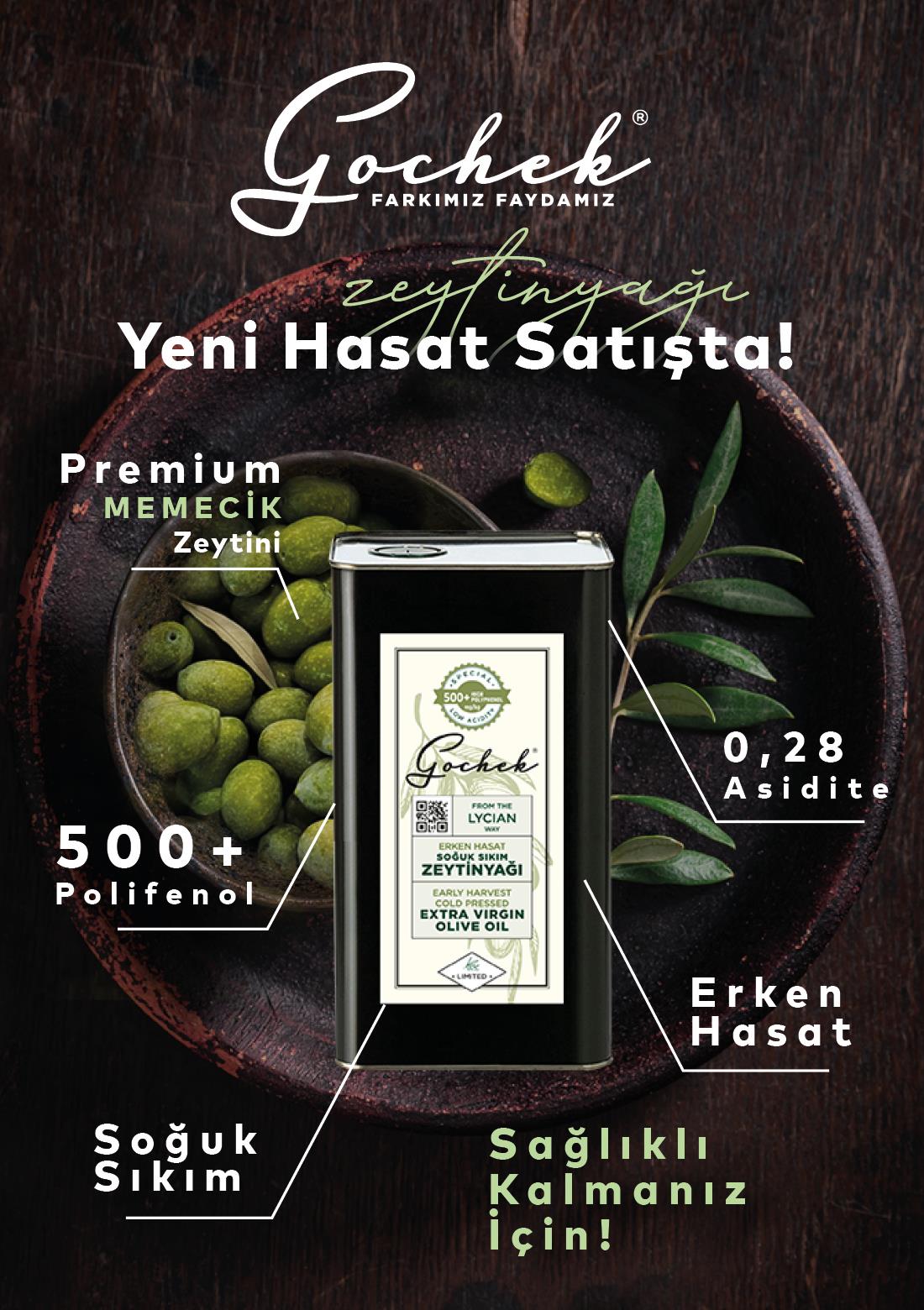 500+ Polifenollü Organik Zeytinyağı | Erken Hasat Soğuk Sıkım | Gochek