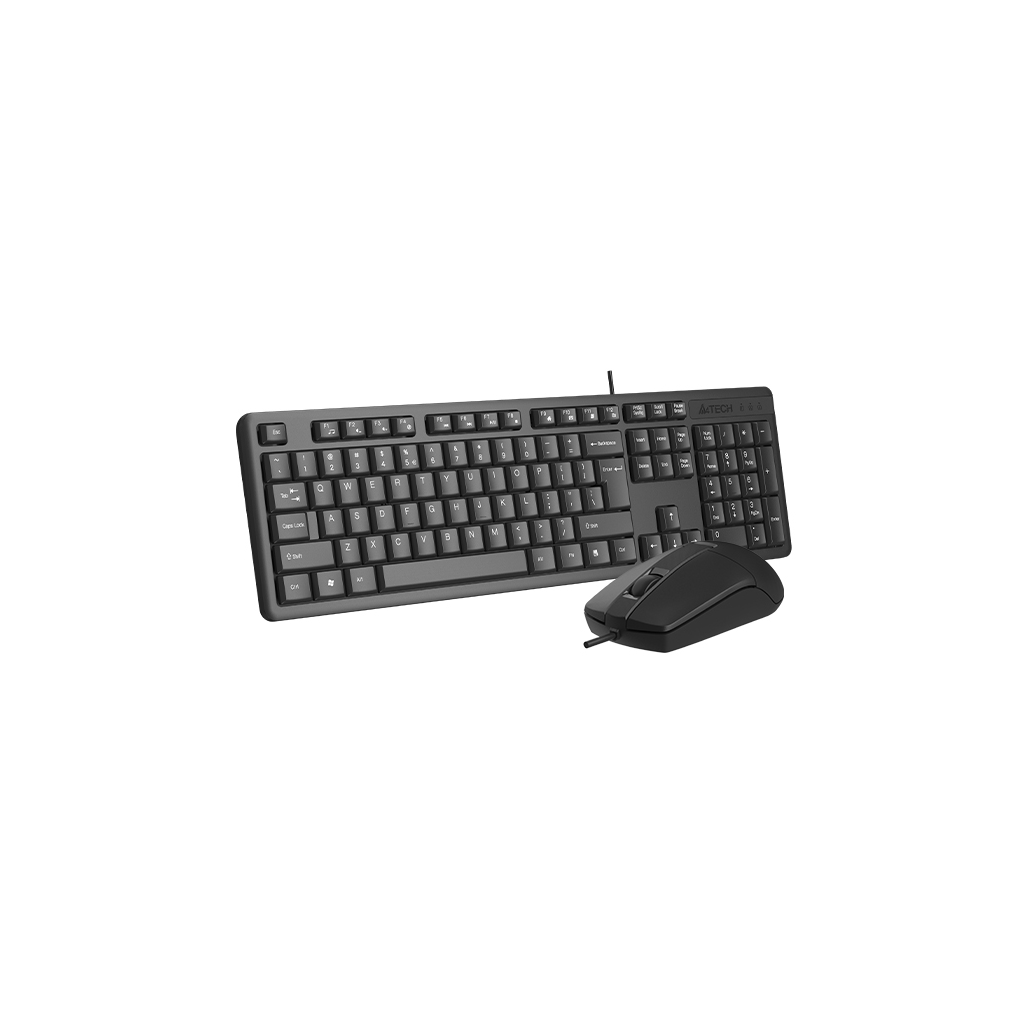 A4 TECH KR-3330S, Siyah, USB Kablolu, Türkçe Q, Multimedya, Klavye Mouse Set