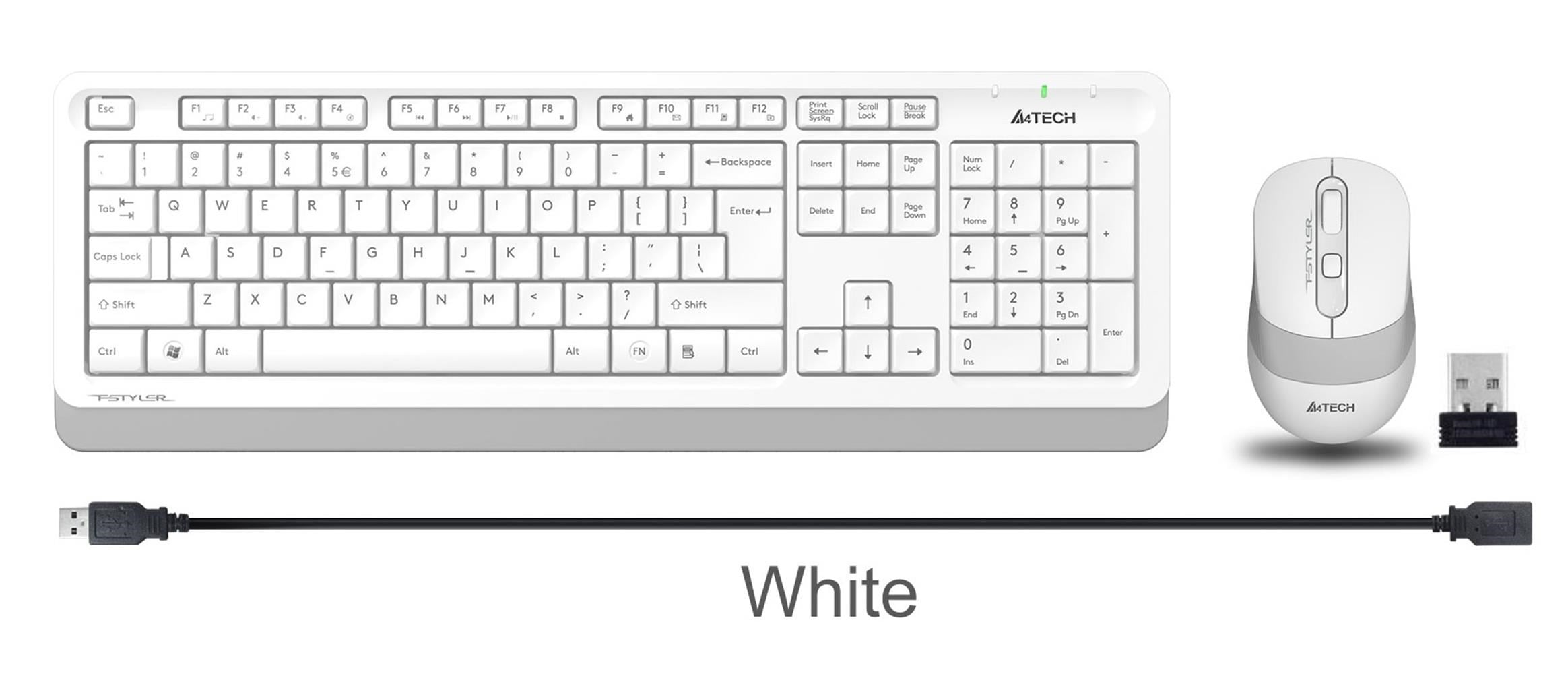 A4 Tech Fg1010 2.4G Beyaz Q Fn-Mm Klv+Optik Mouse Set