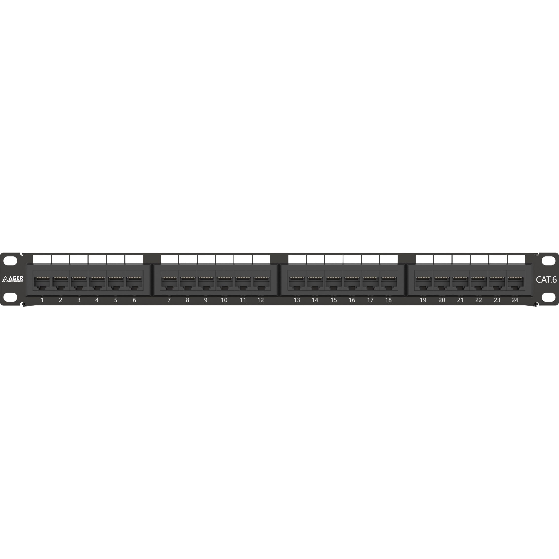 AGER AC-611-24E 8P8C,LSA,ALTIN KONTAK 24 PORT CAT6 DOLU 1U ZIRHSIZ PATCH PANEL