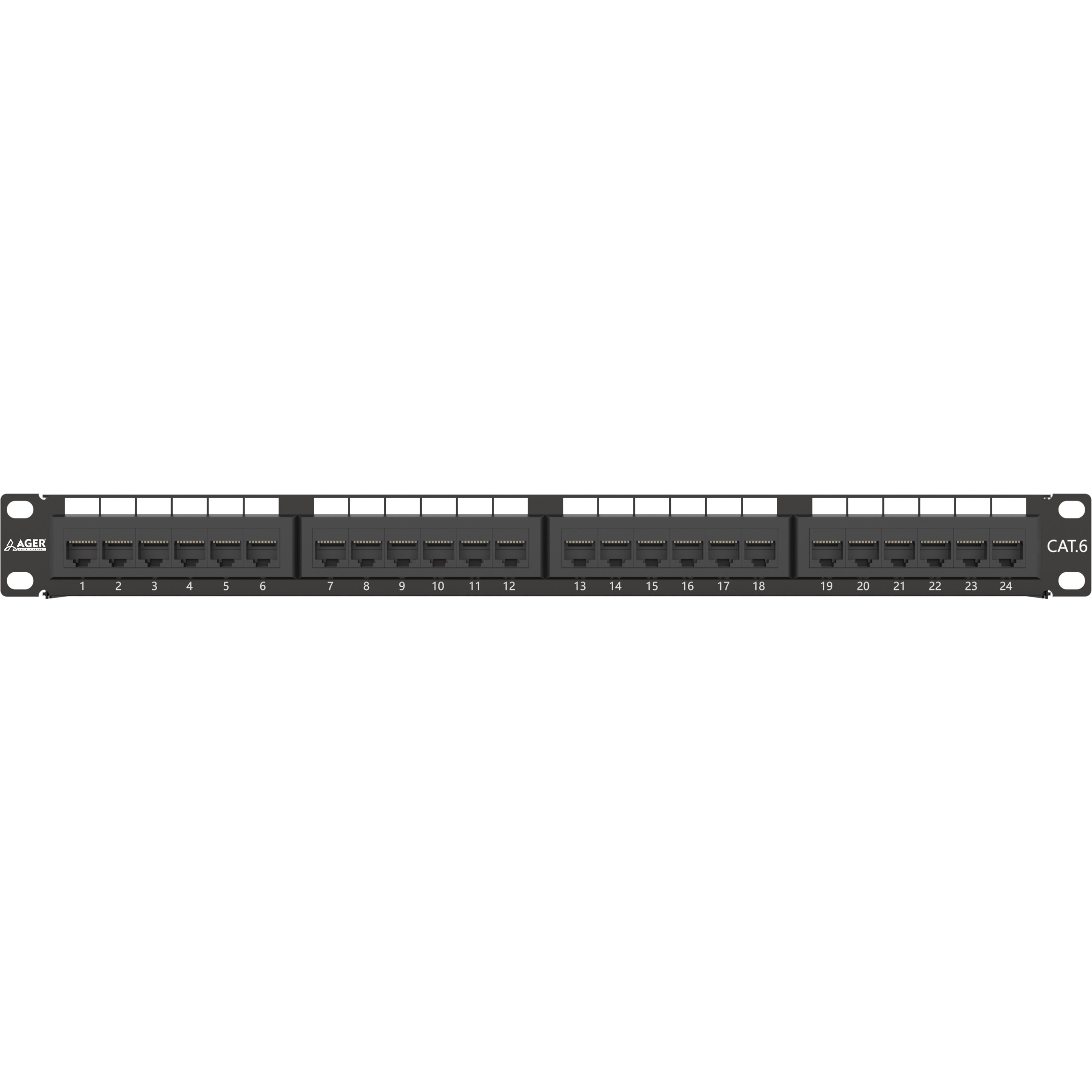 AGER AC-611-24E 8P8C,LSA,ALTIN KONTAK 24 PORT CAT6 DOLU 1U ZIRHSIZ PATCH PANEL