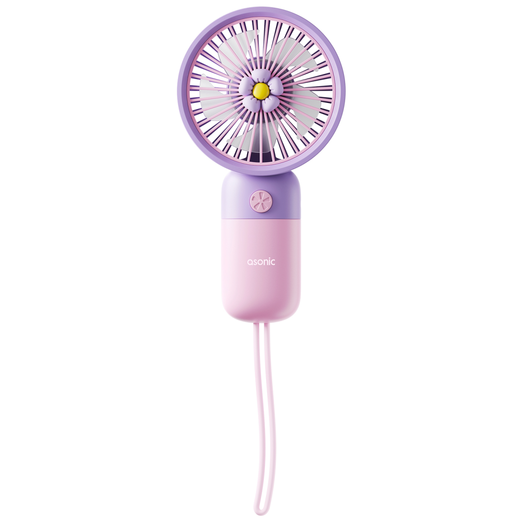 ASONIC AFN24, MOR, 1 Kademeli Hız, Elde Kullanım, Dahili 250mAh Bataryalı, Type-C Şarj Girişli, Vantilatör